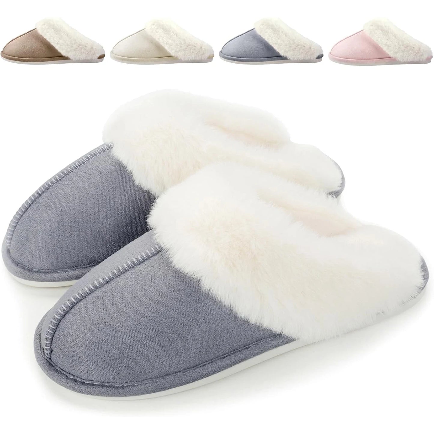 Fluffy Warme Hausschuhe für Damen & Herren – Weiche Plüsch Winter Slipper Rutschfest für Schlafzimmer & Zuhause