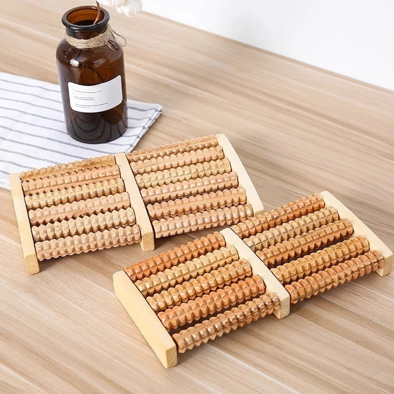 Holz Fußmassagegerät mit Doppelrollen – Fußroller für Tägliche Entspannung
