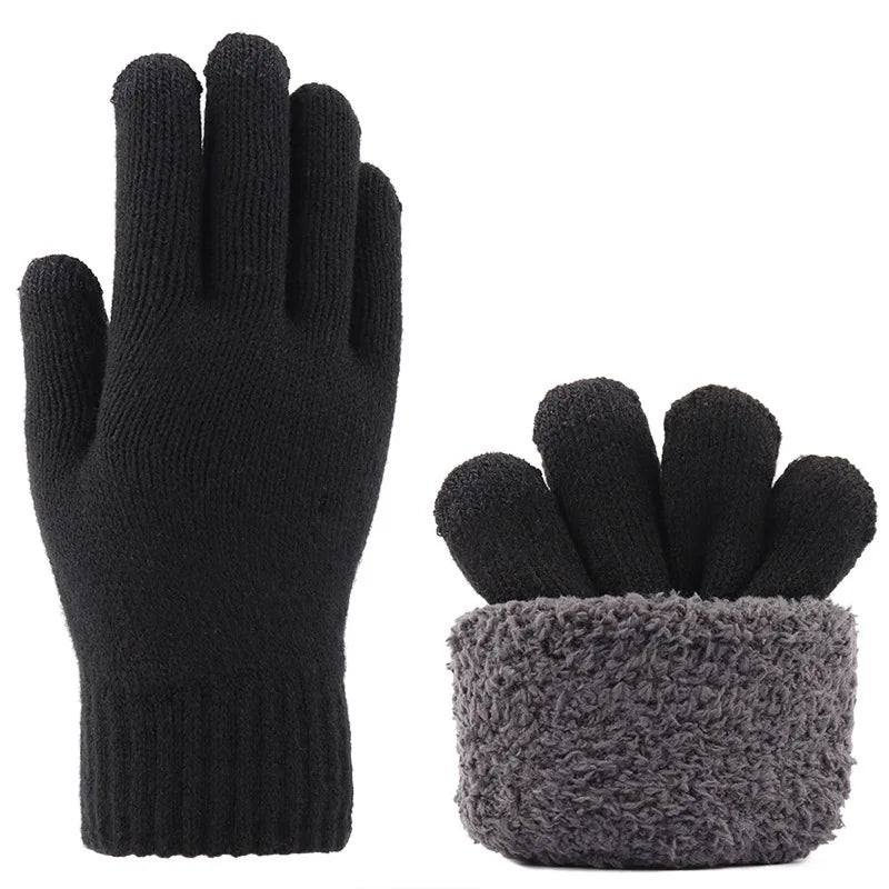 Herren Warme Winter-Strickhandschuhe – Dicke Touchscreen-Handschuhe mit Samtfutter & Rutschhemmendem Grip
