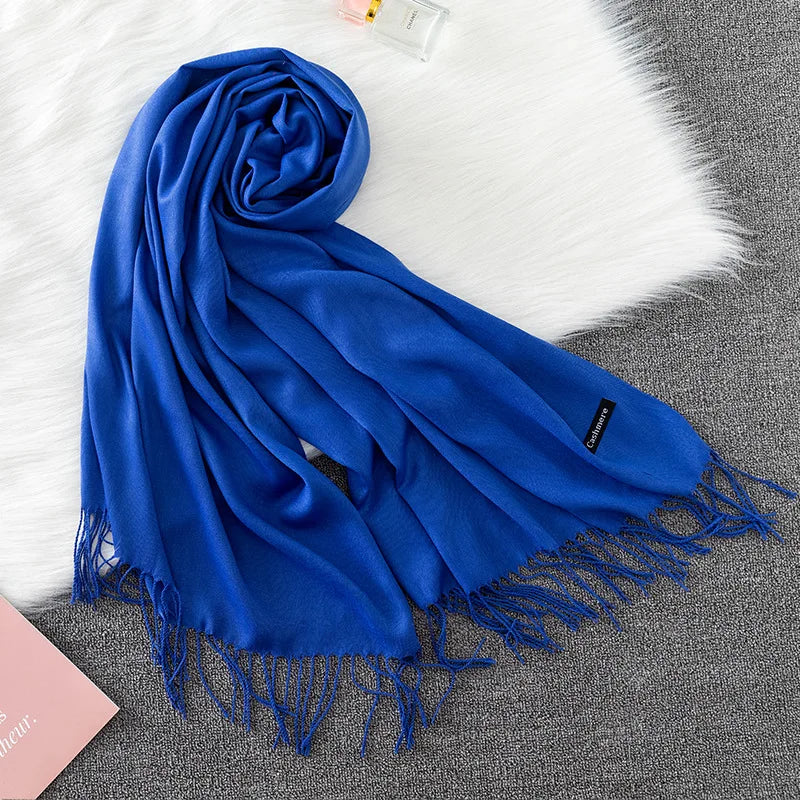 Damen Weicher Winterschal – Einfarbiger Hijab-Kopftuch Schal & Elegante Stola für Büro und Reisen
