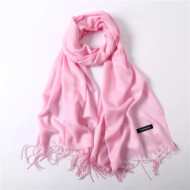 Damen Weicher Winterschal – Einfarbiger Hijab-Kopftuch Schal & Elegante Stola für Büro und Reisen