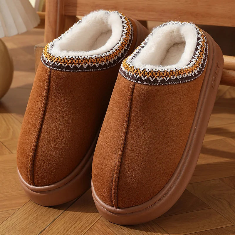 Modische Flauschige Plateau-Hausschuhe für Damen & Herren – Warme Plüsch Winter Baumwollschuhe Rutschfeste Unisex Slipper