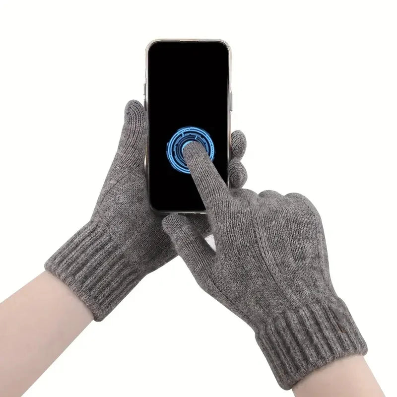 Unisex Warme Winter-Strickhandschuhe – Touchscreen-Handschuhe in 4 Farben, Maschinenwaschbar für Reisen & Radfahren