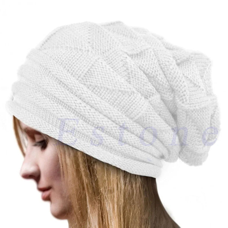 Unisex Winter-Strickmütze mit Satinfutter – Warme Grobstrick-Beanie im Lässigen Slouchy-Stil für Damen & Herren