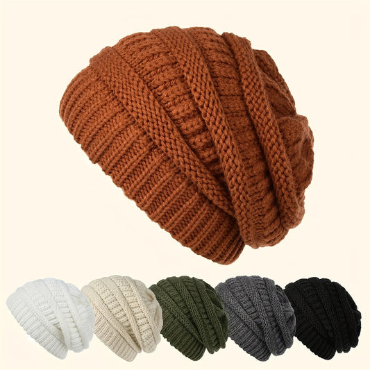 Unisex Warme Strickmütze – Weiche Elastische Beanie ohne Schirm für Damen & Herren