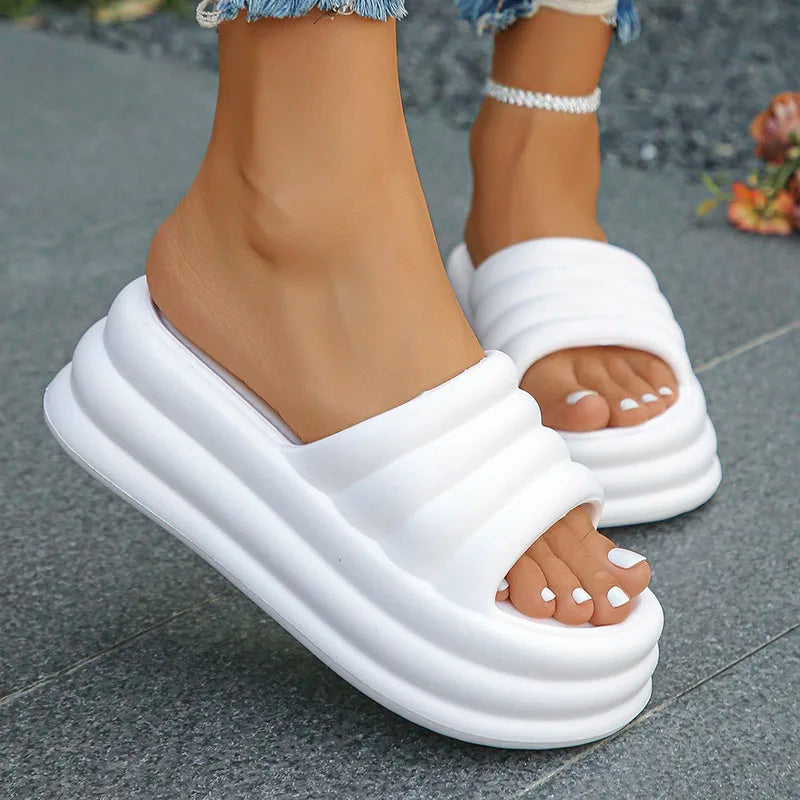 Damen Chunky Sommer Slides Weiche Dicke Sohle Rutschfeste Strand Hausschuhe