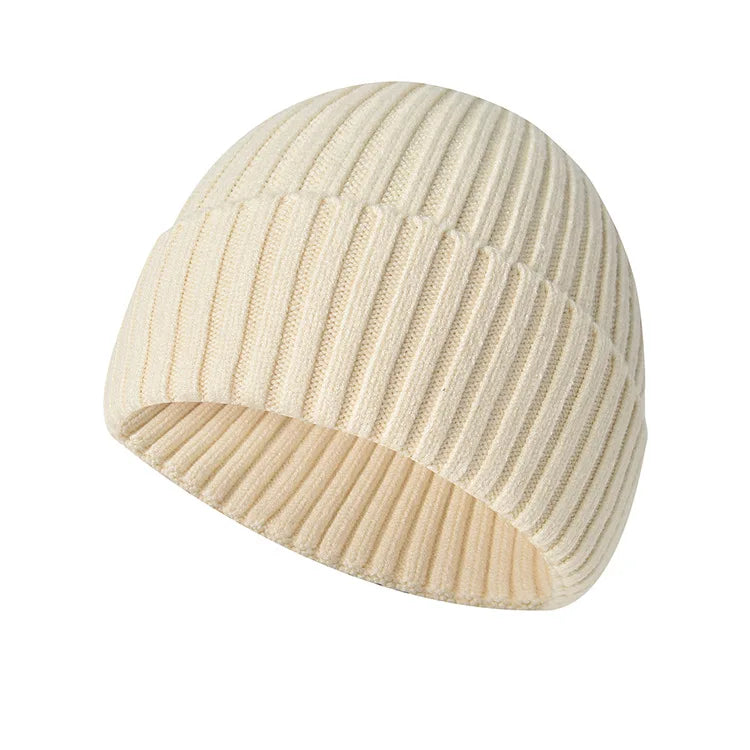 Unisex Warme Strickmütze – Einfarbige Hip-Hop-Beanie für Damen & Herren, Herbst & Winter