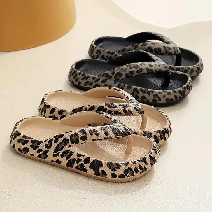 Retro Leopard Print EVA Slides Weiche Gepolsterte Open Toe Strand Sandalen