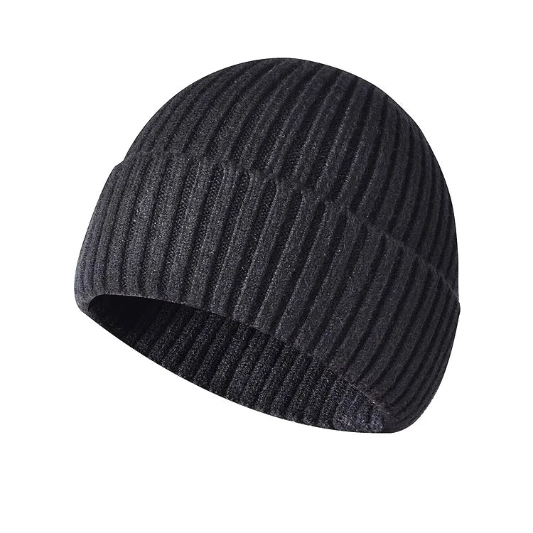 Unisex Warme Strickmütze – Einfarbige Hip-Hop-Beanie für Damen & Herren, Herbst & Winter