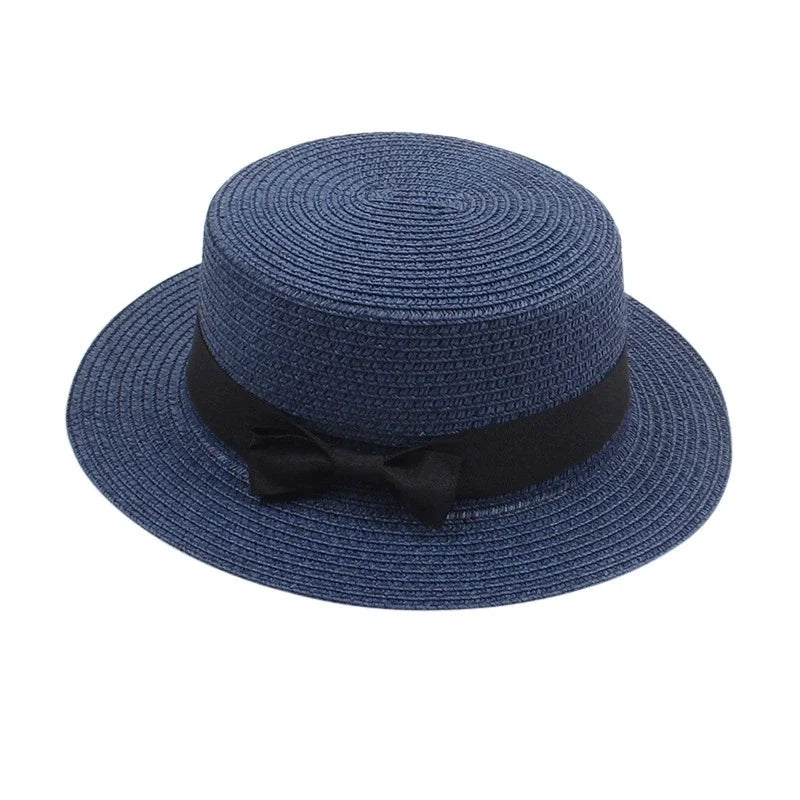 Strohhut mit Schleife – Britischer Sommer-Sonnenhut für Damen