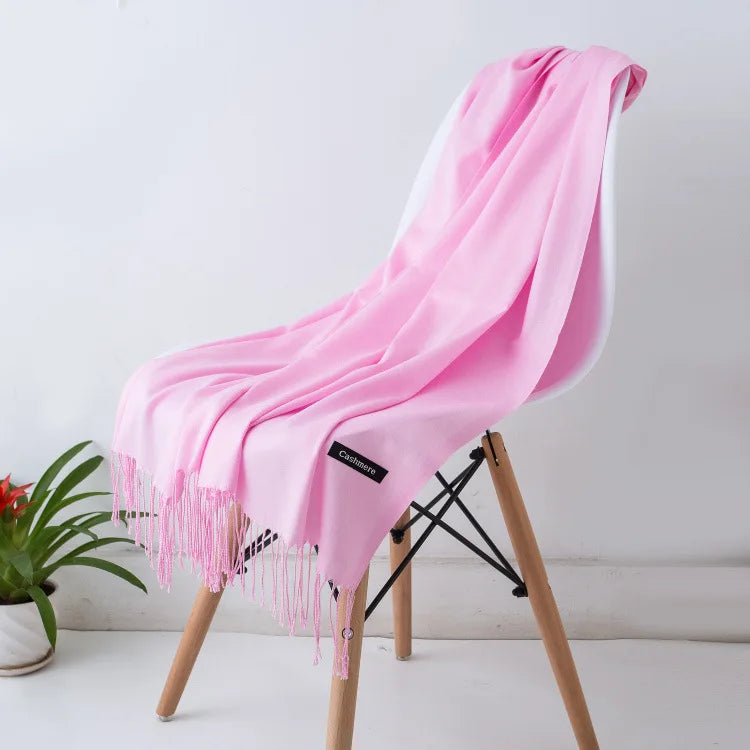 Damen Weicher Winterschal – Einfarbiger Hijab-Kopftuch Schal & Elegante Stola für Büro und Reisen