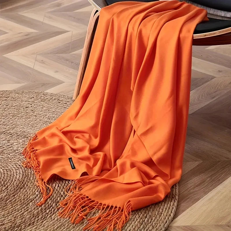Damen Weicher Winterschal – Einfarbiger Hijab-Kopftuch Schal & Elegante Stola für Büro und Reisen