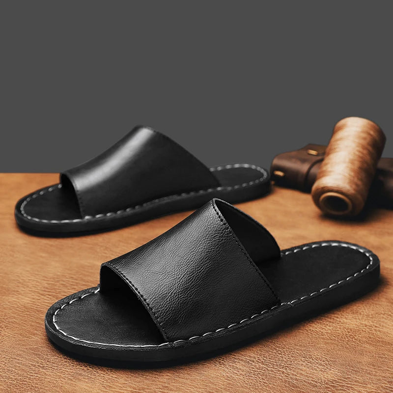 Fashion Echtleder Sommer Hausschuhe Rutschfeste Casual Strand Sandalen