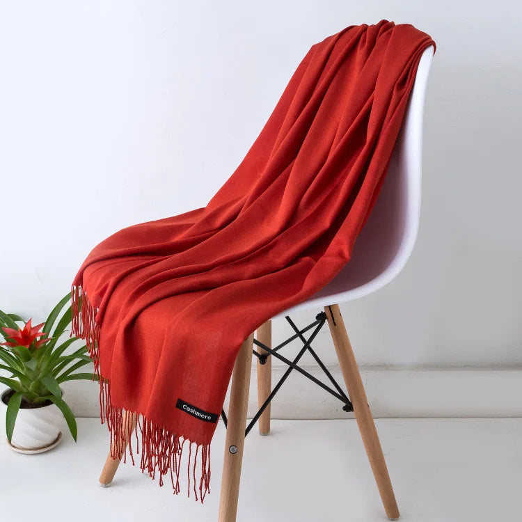 Damen Weicher Winterschal – Einfarbiger Hijab-Kopftuch Schal & Elegante Stola für Büro und Reisen
