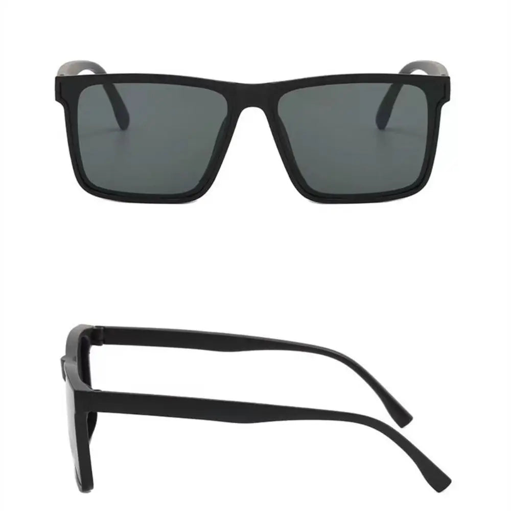 Sonnenbrille mit Eckigem Rahmen – Schwarze Retro-Sonnenbrille für Streetwear, Sommer & Strand