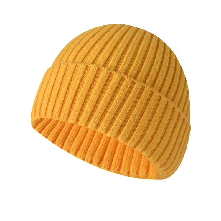 Unisex Warme Strickmütze – Einfarbige Hip-Hop-Beanie für Damen & Herren, Herbst & Winter