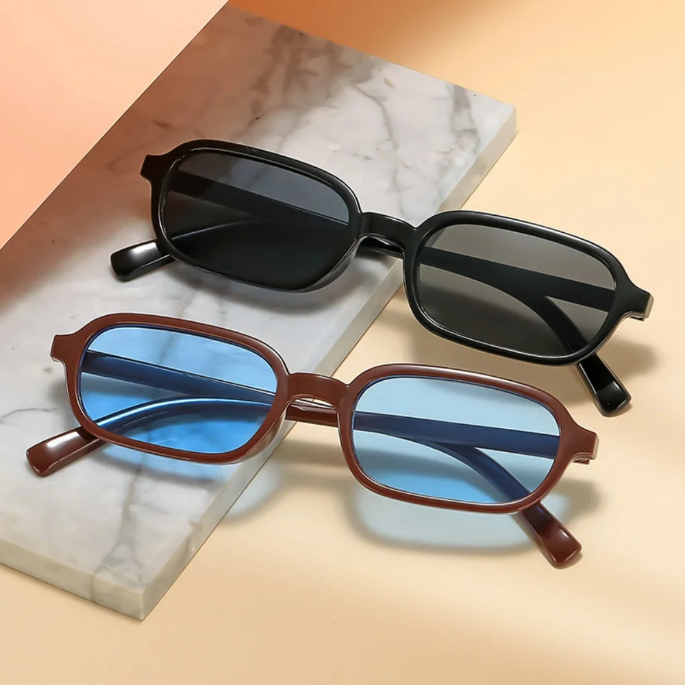 Retro Rechteckige Sonnenbrille – Kleine Unisex-Sonnenbrille mit UV400-Schutz für Damen & Herren