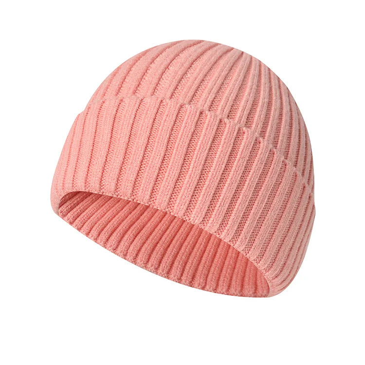 Unisex Warme Strickmütze – Einfarbige Hip-Hop-Beanie für Damen & Herren, Herbst & Winter