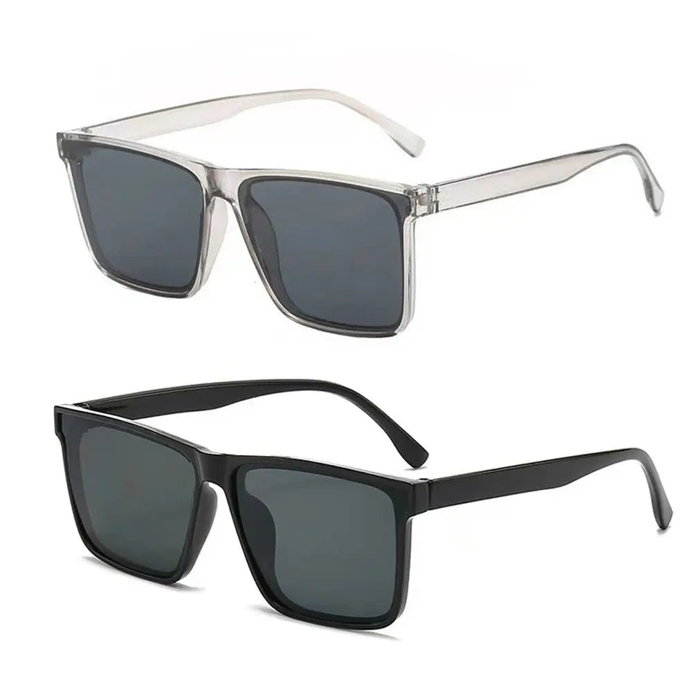 Sonnenbrille mit Eckigem Rahmen – Schwarze Retro-Sonnenbrille für Streetwear, Sommer & Strand