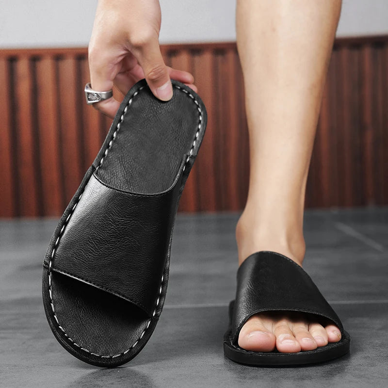 Fashion Echtleder Sommer Hausschuhe Rutschfeste Casual Strand Sandalen