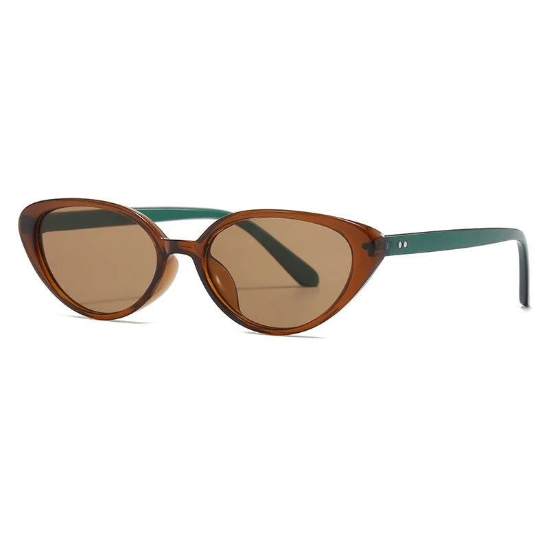Vintage Cat-Eye-Sonnenbrille mit Nieten – Kleine Retro-Sonnenbrille im Designer-Stil mit UV-Schutz für Damen & Herren