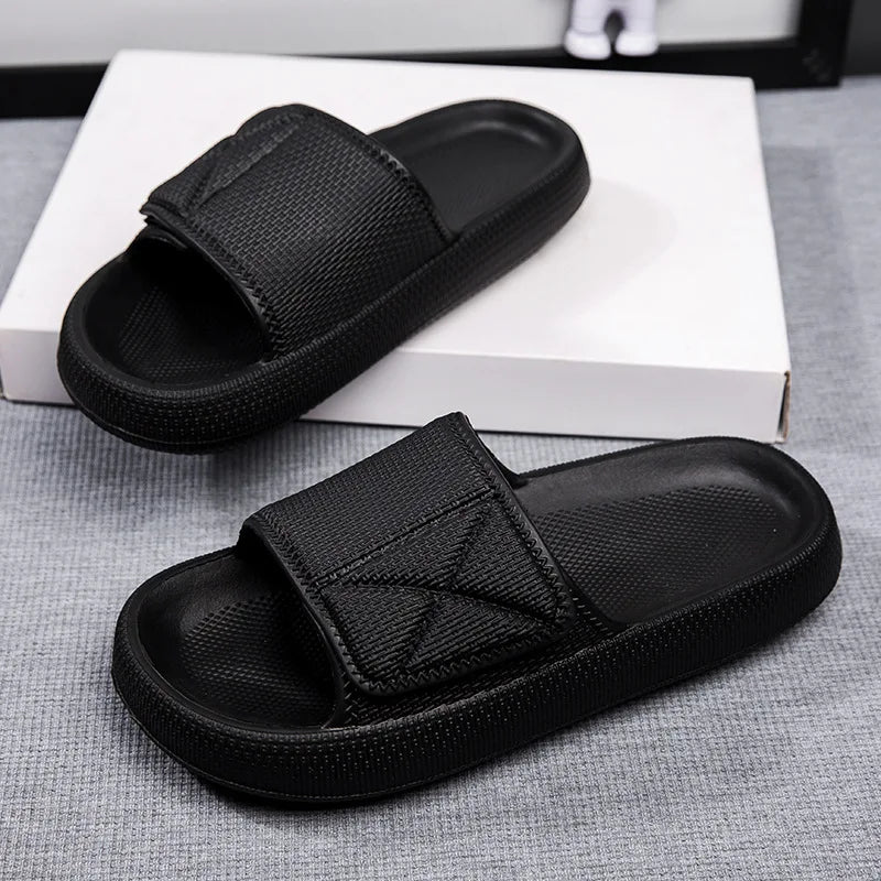 Sommer Slipper mit Klettverschluss für Herren & Damen – Bequeme Sportliche Hausschuhe Vielseitige Lässige Herren Slides