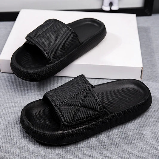 Sommer Slipper mit Klettverschluss für Herren & Damen – Bequeme Sportliche Hausschuhe Vielseitige Lässige Herren Slides