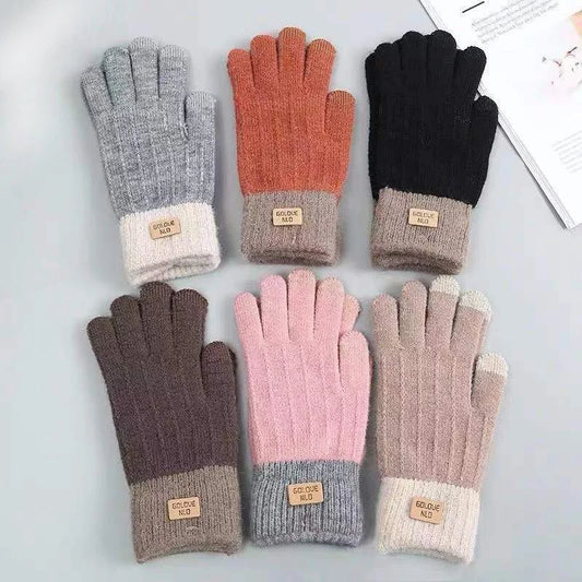 Rimiut Unisex Warme Plüsch-Strickhandschuhe – Dicke Touchscreen-Winterhandschuhe für Damen & Herren