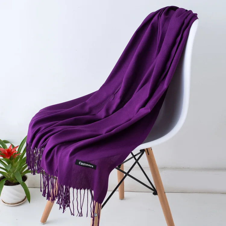 Damen Weicher Winterschal – Einfarbiger Hijab-Kopftuch Schal & Elegante Stola für Büro und Reisen