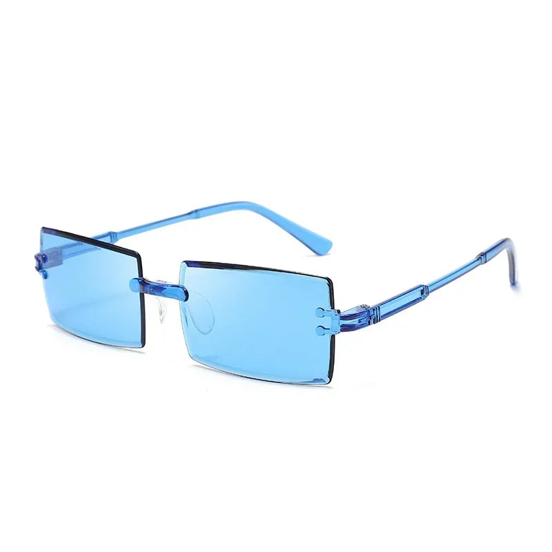 Randlose Rechteckige Sonnenbrille für Damen – Vintage-Sonnenbrille mit Farbverlaufsgläsern & UV400-Schutz