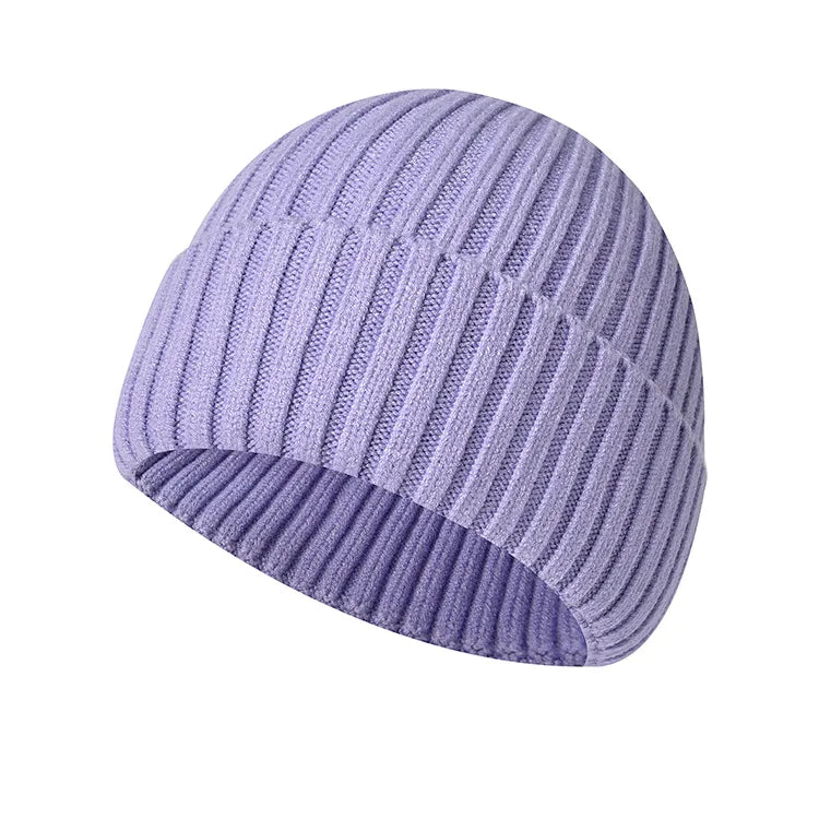 Unisex Warme Strickmütze – Einfarbige Hip-Hop-Beanie für Damen & Herren, Herbst & Winter