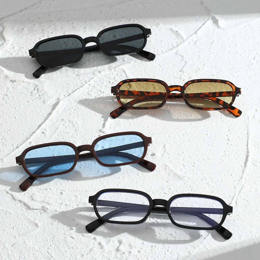 Retro Rechteckige Sonnenbrille – Kleine Unisex-Sonnenbrille mit UV400-Schutz für Damen & Herren