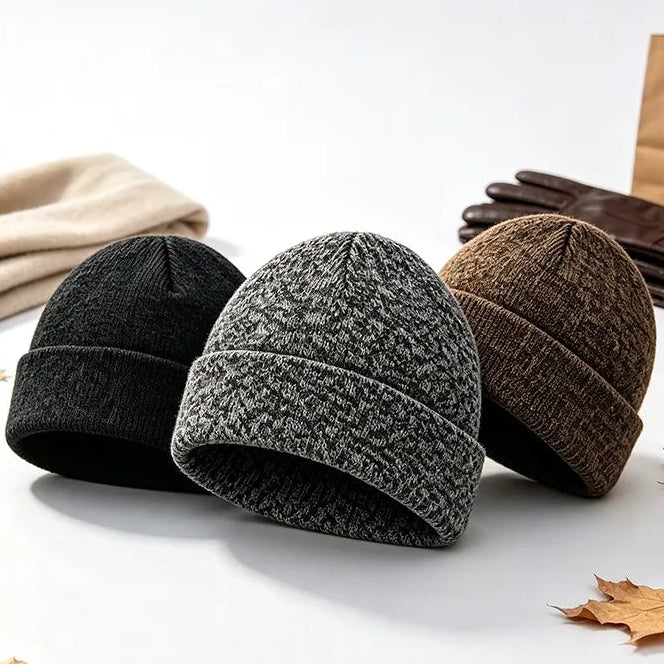 Unisex Winter-Strickmütze – Warme Beanie aus Weichem Acryl mit Stretch & Umschlag für Damen & Herren