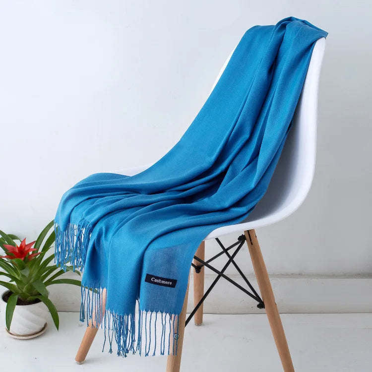 Damen Weicher Winterschal – Einfarbiger Hijab-Kopftuch Schal & Elegante Stola für Büro und Reisen