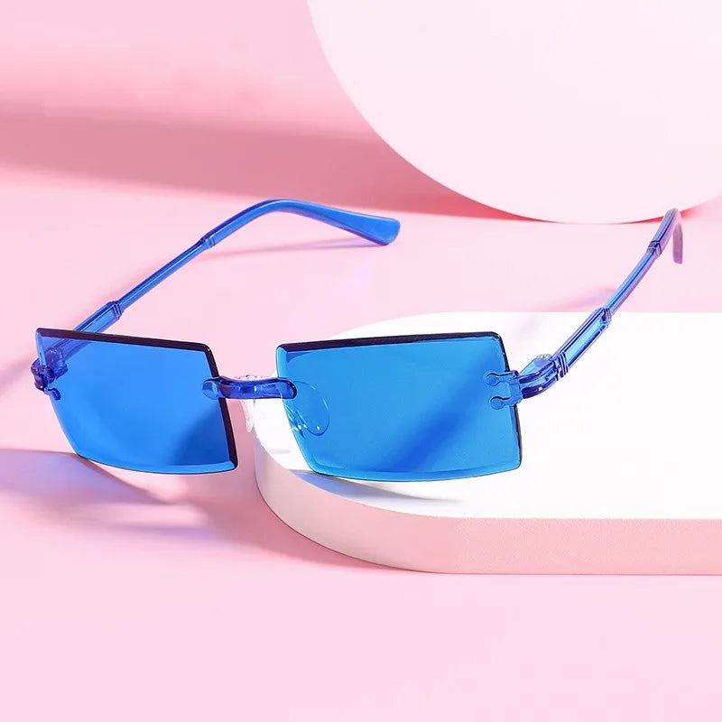 Randlose Rechteckige Sonnenbrille für Damen – Vintage-Sonnenbrille mit Farbverlaufsgläsern & UV400-Schutz
