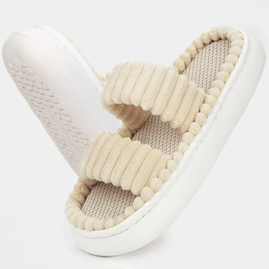 Modische Hausschuhe für Damen & Herren – Flauschige Slip-On Plateau Slipper Weich Rutschfest mit Memory Foam für Innenbereich