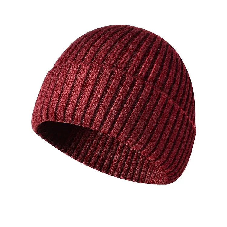 Unisex Warme Strickmütze – Einfarbige Hip-Hop-Beanie für Damen & Herren, Herbst & Winter