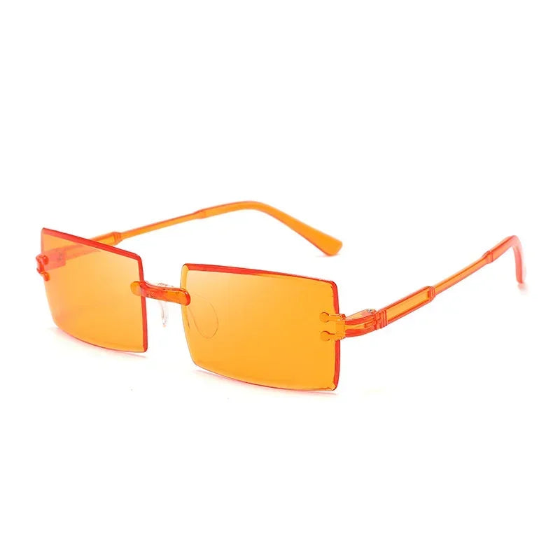 Randlose Rechteckige Sonnenbrille für Damen – Vintage-Sonnenbrille mit Farbverlaufsgläsern & UV400-Schutz
