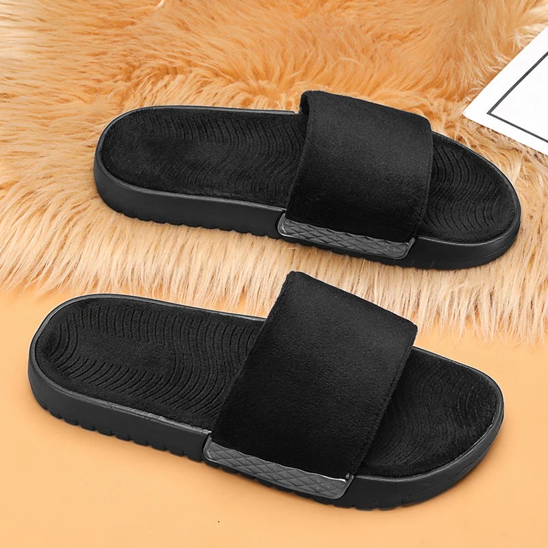 Winter Warme Herren Plüsch Hausschuhe mit Weichem Fellfutter Komfort Indoor Slides für Zuhause