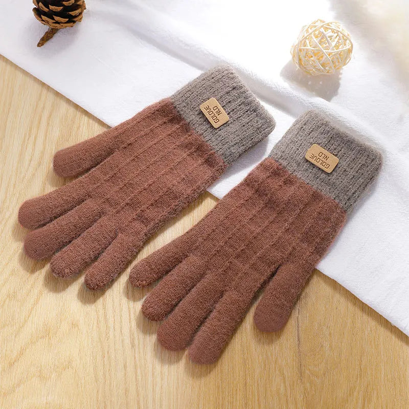 Rimiut Unisex Warme Plüsch-Strickhandschuhe – Dicke Touchscreen-Winterhandschuhe für Damen & Herren