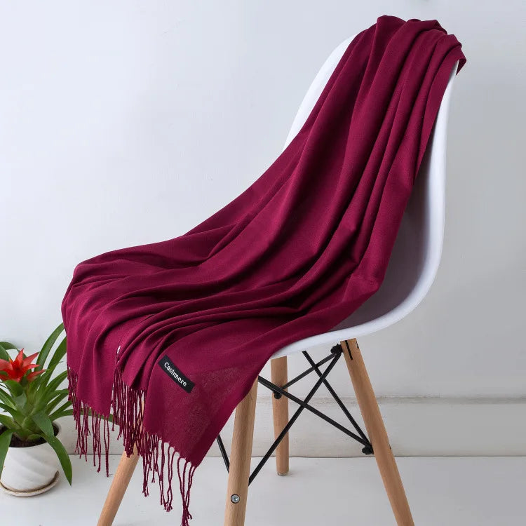 Damen Weicher Winterschal – Einfarbiger Hijab-Kopftuch Schal & Elegante Stola für Büro und Reisen