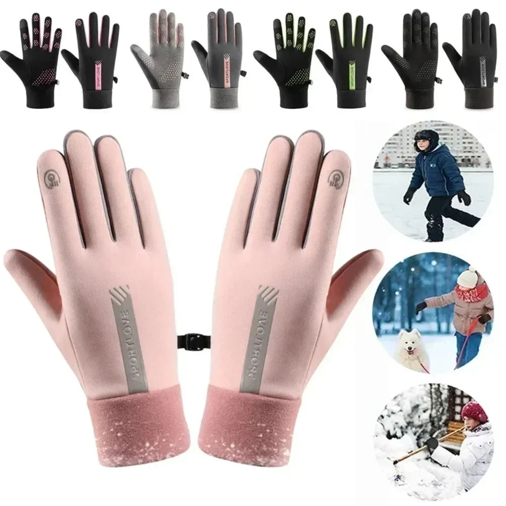 Damen Rosa Thermo-Winterhandschuhe – Warme Fleecegefütterte Touchscreen-Handschuhe, Winddicht & Rutschhemmend für Ski, Radfahren & Alltag