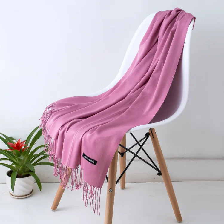 Damen Weicher Winterschal – Einfarbiger Hijab-Kopftuch Schal & Elegante Stola für Büro und Reisen