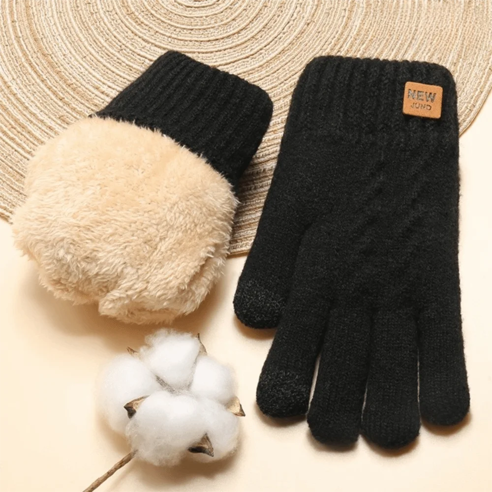 Unisex Thermo-Strickhandschuhe – Warme Doppellagige Touchscreen-Winterhandschuhe für Damen & Herren