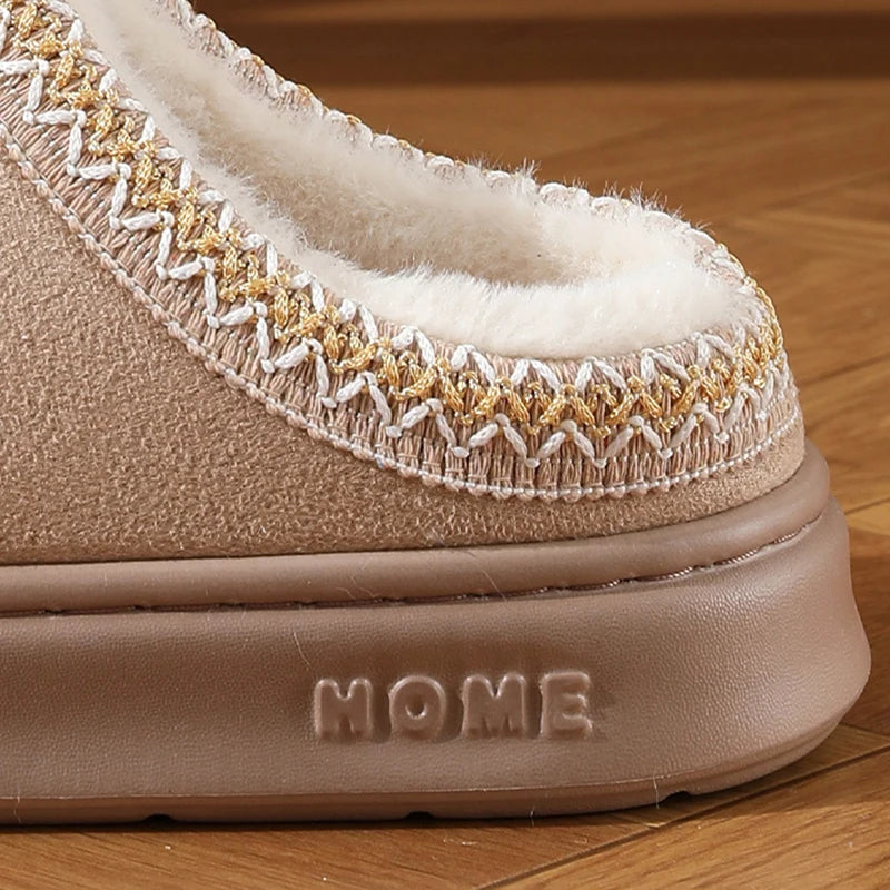 Modische Flauschige Plateau-Hausschuhe für Damen & Herren – Warme Plüsch Winter Baumwollschuhe Rutschfeste Unisex Slipper