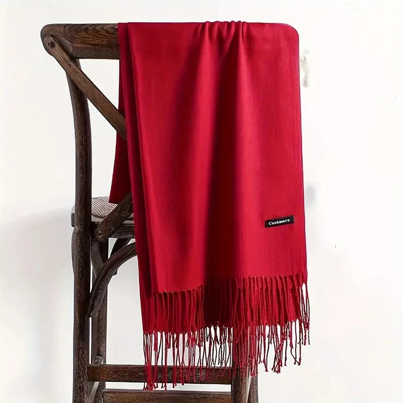 Damen Weicher Winterschal – Einfarbiger Hijab-Kopftuch Schal & Elegante Stola für Büro und Reisen