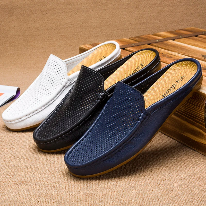 Italienische Leder Herren Loafer Slides Casual Driving Hausschuhe
