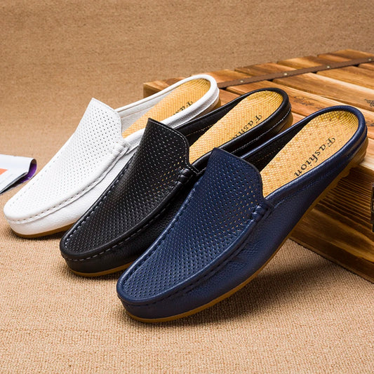Italienische Leder Herren Loafer Slides Casual Driving Hausschuhe
