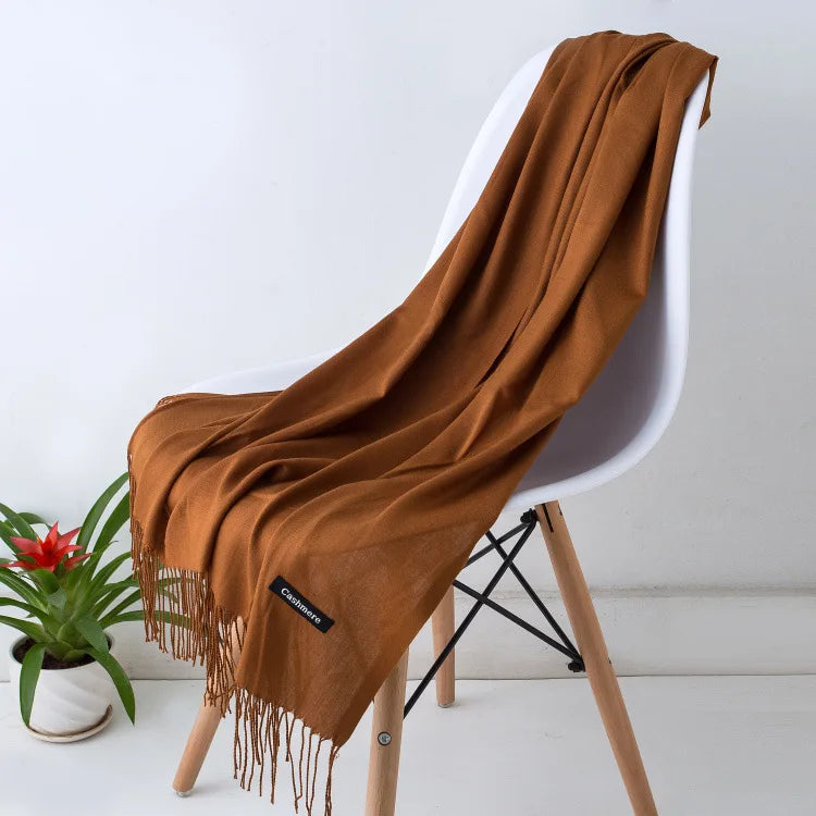 Damen Weicher Winterschal – Einfarbiger Hijab-Kopftuch Schal & Elegante Stola für Büro und Reisen