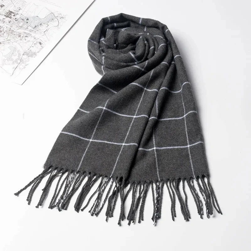 Herren Winter-Schal – Warmer Schal mit Fransen für Business & Freizeit